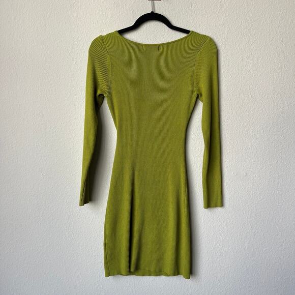NWT House of Harlow 1960 Olive Green Ribbed Mini Dress Size S - Picture 3 of 5
